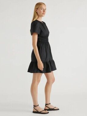 Quince  Poplin Tiered Mini Dress 100% Organic Cotton